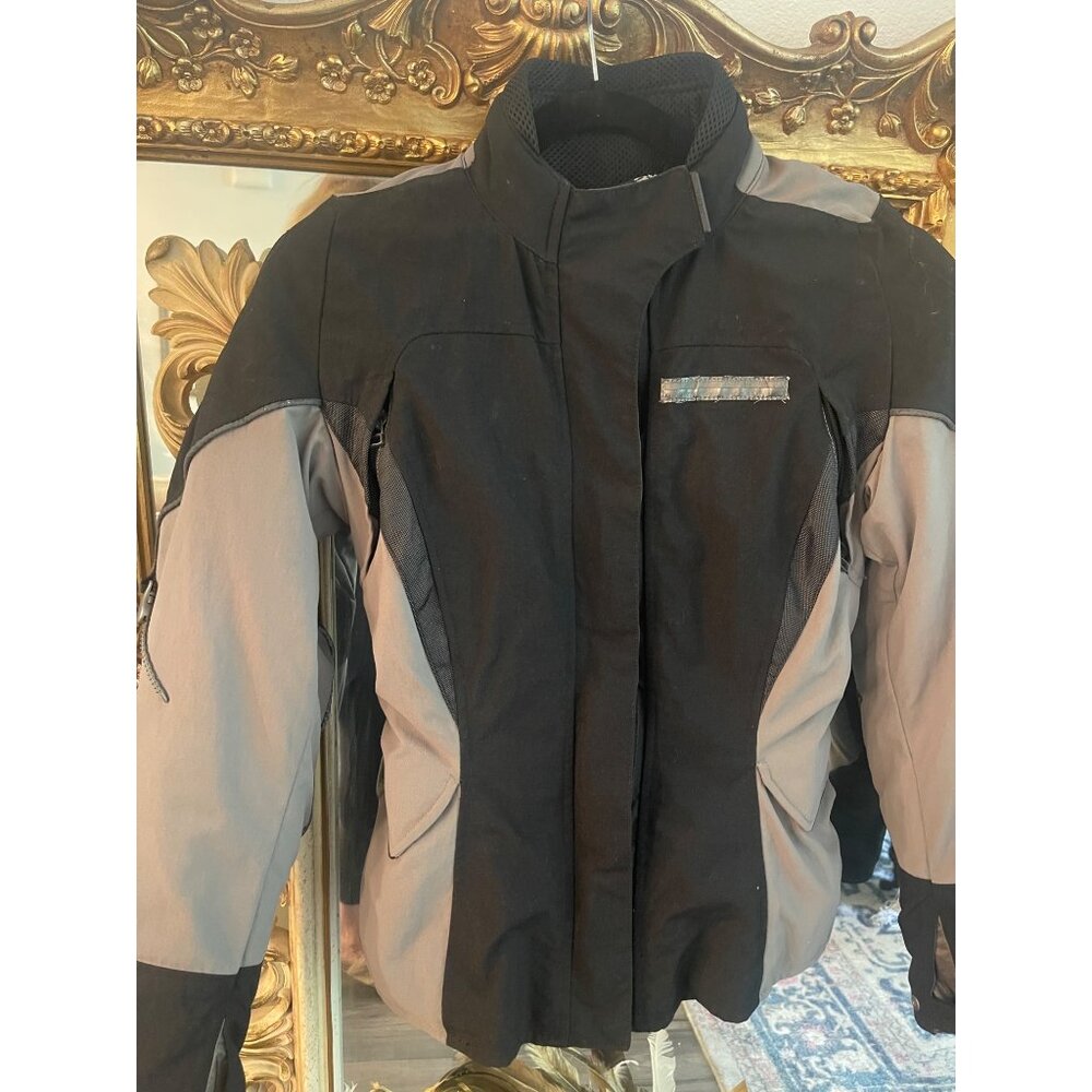 REV’IT Women’s Motorcycle Jacket Black Grey Sz 34